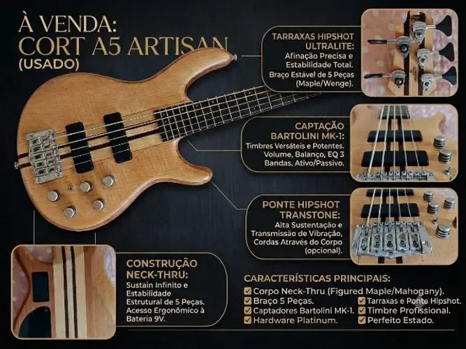 Baixo Cort A5 Artisan (Cinco cordas - NeckThru)