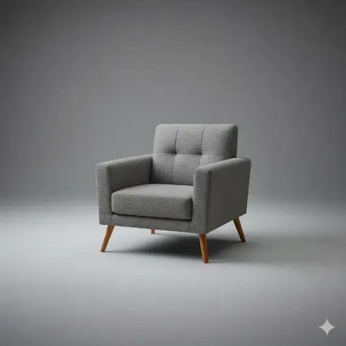 Poltrona Estofada para Sala ? Design Moderno com Pés de Madeira
