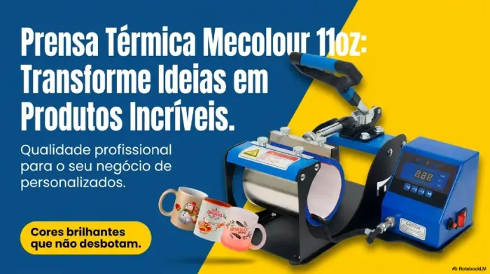 Prensa Térmica de Canecas Mecolour Digital 110V/220V - Estado de Nova (Pouco Uso)