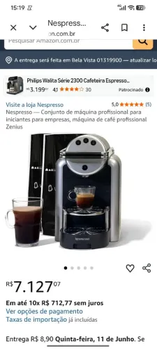 Cafeteira Zenius Nespresso profissional.