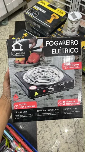 Fogao Fogareiro Eletrico 1000w 1 Boca Portatil Camping 110V - 220V