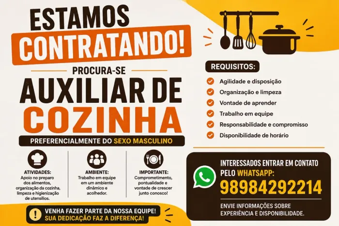 VAGA AUXILIAR DE COZINHA