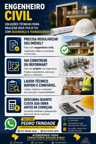 ENGENHEIRO CIVIL projeto, regularização de imóveis, laudos técnicos e orçamento de obras
