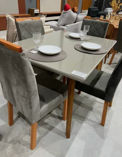 Mesa 4 Cadeiras 1,20 com Vidro NOVO PRONTA ENTREGA