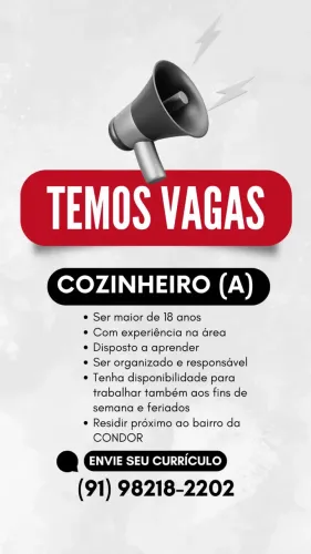 VAGA PARA COZINHEIRO 