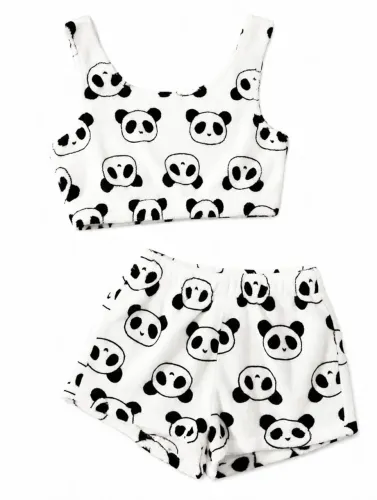 Conjunto Pijama Panda tecido Fofinho