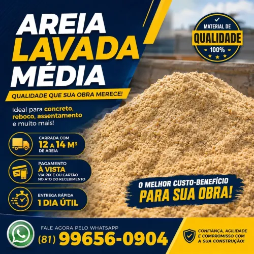 ? AREIA LAVADA MÉDIA ? QUALIDADE PARA SUA OBRA!