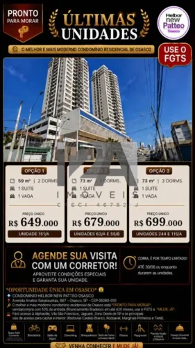 APARTAMENTO NO CONDOMINIO NEW PATTEO OSASCO - COM 3 DORMITORIOS, 1 SUITE E 1 VAGA DE GARAG