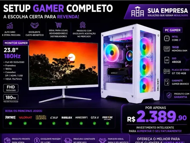 PC GAMER COMPLETO COM GARANTIA - Core i7,, 16GB, SSD 480GB, NVIDIA 4GB