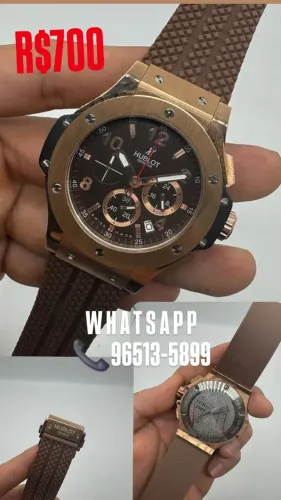 Relógio HUBLOT TUIGA MARROM CHOCOLATE MULTIFUNCIONAL 