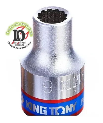 Soquete Estriado 9mm - 1/2 King Tony-KT433009MR