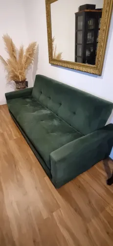 Sofá-Cama Suede Verde - Grande e Confortável