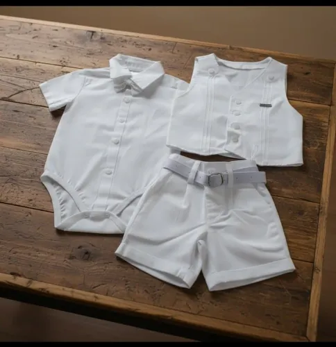 Conjunto de Bebê Social com Colete Branco