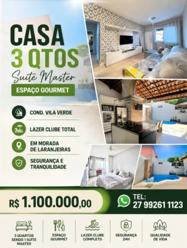Casa Condomínio 3 Quartos lazer clube segurança Morada de Laranjeiras Serra ES