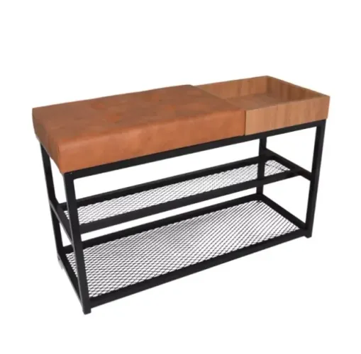 Banco Sapateira 80cm Estofado Capitonê com Aparador