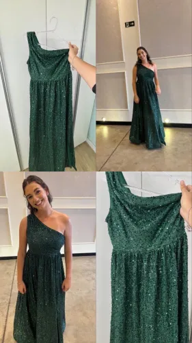 VESTIDO MADRINHA VERDE BRILHANTE 