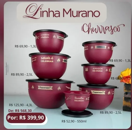 Linha churrasco Tupperware.