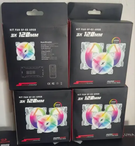 kit 3 fan branca argb superframe com controladora