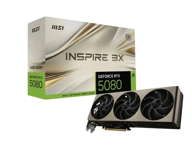 PLACA DE VÍDEO MSI GEFORCE RTX 5080 INSPIRE 3X OC 16GB GDDR7 - O ÁPICE DO DESEMPENHO