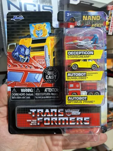 Pack 3 Miniaturas Nano Transformers Fusca Bumblebee Optimus Prime Starscream Jada Toy 1:65