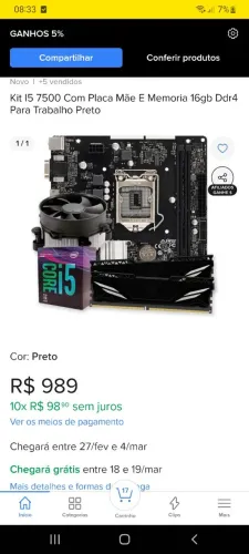 UPGRADE. I5 7500/ placa mãe e memória RAM 16 gb ram + outras peças de informática brinde