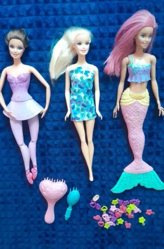 Lote Bonecas Barbie Sereia Bailarina E Acessórios restauração