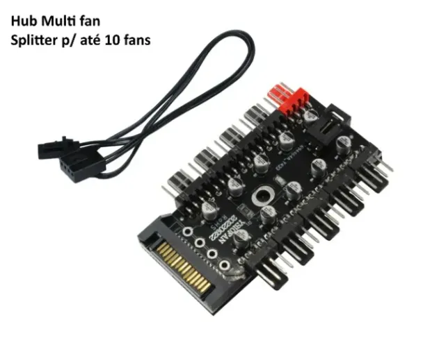 Hub splitter Multi Fan Para 10 Fans 3 E 4 Pinos Pwm