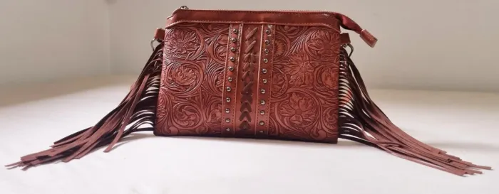 Bolsa Country Boho Feminina Marrom Com Franjas