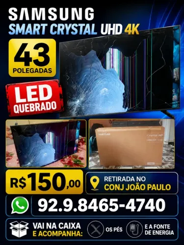 SAMSUNG SMART CRYSTAL UHD 4K 43 POLEGADAS LED QUEBRADO 