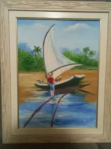 Quadro Pescador a óleo