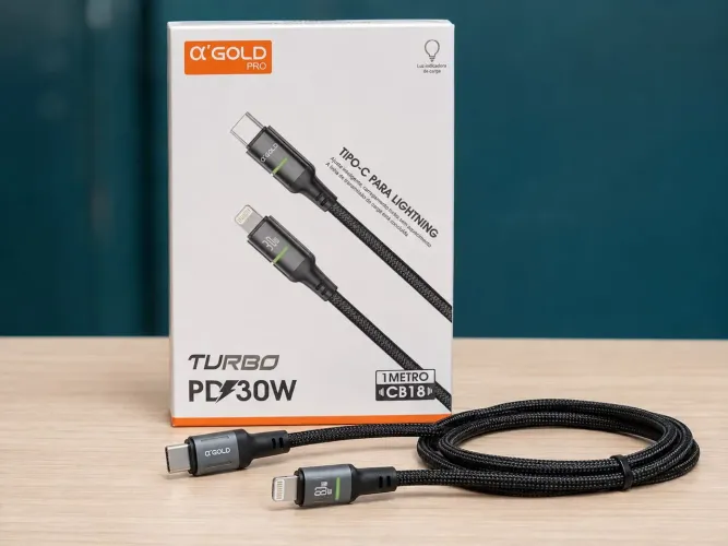Cabo USB-C para iPhone Lightning 30W Turbo 1 Metro