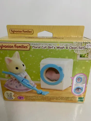 Sylvanian Families Conjunto Lavagem e Limpeza + Menina Gato Primavera - na caixa 