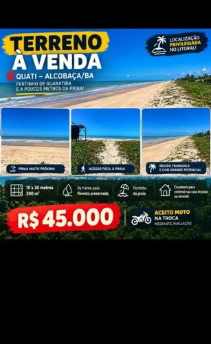Terreno de 200m² a Uma Quadra da Praia no Quati (Prado/BA) - Ótima Localização