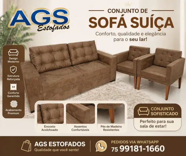 Conjunto estofado Suíça 