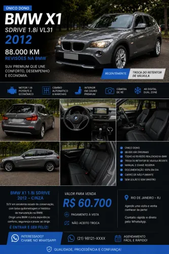 BMW X1 Sdrive 18I 2.0 16V 4X2 Aut. 2012