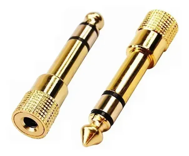 Plug Adaptador P2 Fêmea Para P10 Macho Stereo Gold Ouro 18k
