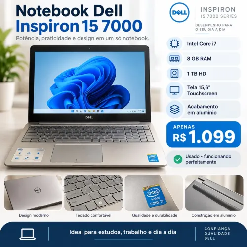 Notebook Dell Inspiron 15 7000 | Core i7 | 8GB RAM | 1TB | Touchscreen