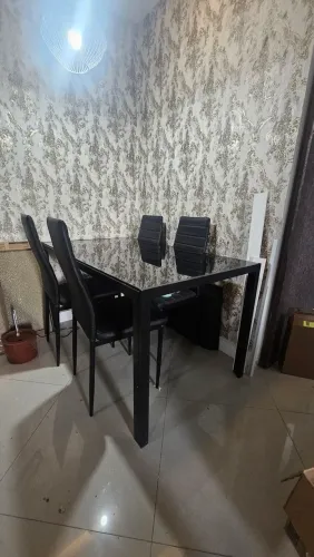 Mesa Preta Tampo de Vidro