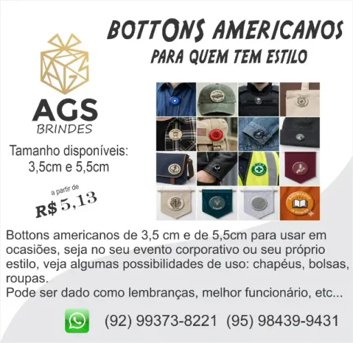BOTTONS AMERICANOS PERSONALIZADOS