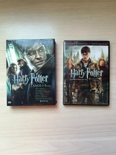 Box de DVD do Harry Potter (7 filmes) + DVD duplo do ultimo filme