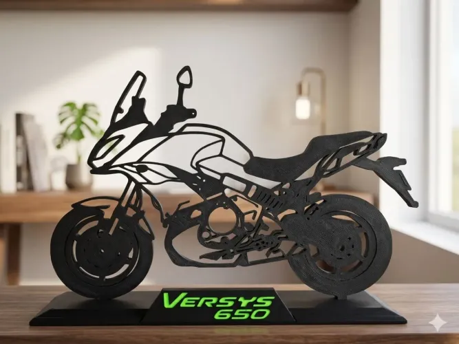 Escultura Decorativa Moto Kawasaki Versys 650 - Impressão 3D Premium - 19cm