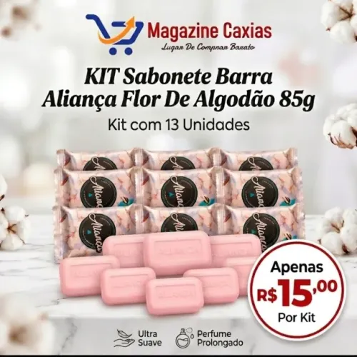 Kit Com 13 Sabonete Aliança Flor de Algodão 85g o Mais Puro Frescor - Magazine Caxias