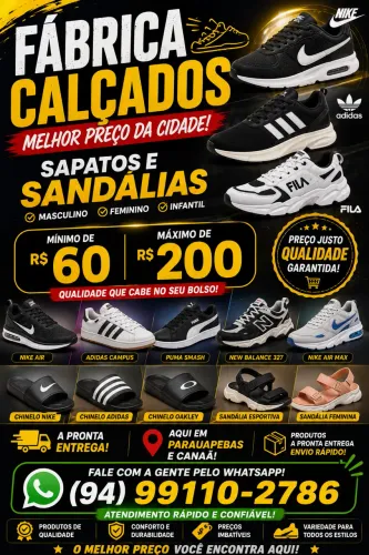     Sandálias, Tênis e Botas a partir de R$ 60