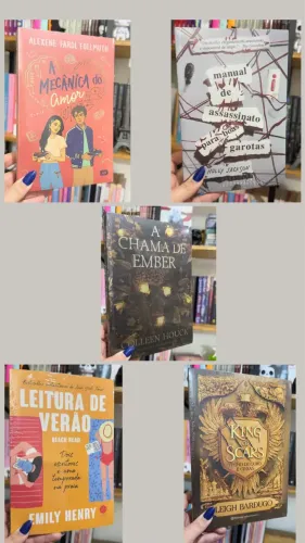 5 livros no plástico novos