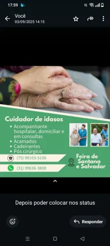 estou disponível para cuidar de idosos em feira de Santana