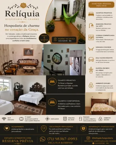 Quartos privativos em Hospedaria na Graça