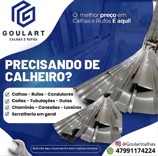Calhas e rufos, pingadeiras chaminés