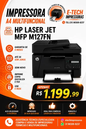 Impressora Laser multifuncional HP M127FN REDE e USB