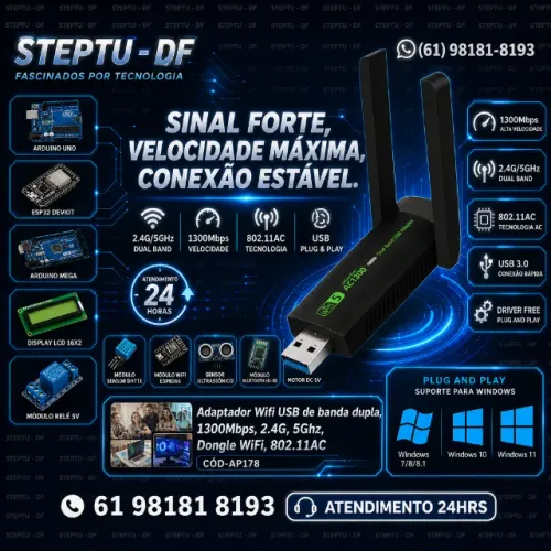 Adaptador Wifi Usb de banda dupla, 1300Mbps, 2.4G, 5Ghz, Dongle Wifi, 802.11Ac COD-AP178