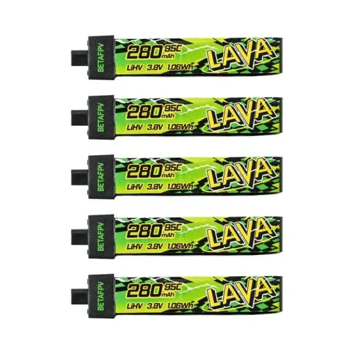 Bateria Lipo BETAFPV LAVA 1S 280mAh BT2.0 (Pack c/ 5 unid.) - Lacrada